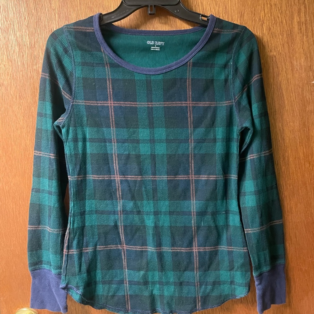 Old Navy Teal and Navy Plaid Top